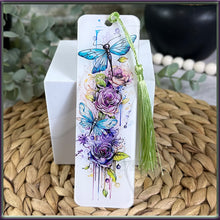 Load image into Gallery viewer, Dragonfly Flower Acrylic Bookmark