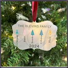Load image into Gallery viewer, Personalized Family Christmas Ornament - Colorful Trees Design