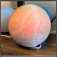 Load image into Gallery viewer, 3D Printed Planet Lamps – Saturn with Adjustable Rings, Glowing Earth, Red Mars, Blue Neptune, Moon LED Night Lights – 5.5” Space Decor