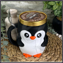 Load image into Gallery viewer, Highland Cow or Penguin Ice Cream Pint Holder – Insulated Cozy with 2 Spoon Slot – Cute Gift, Keeps Hands Warm