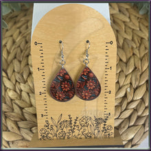 Load image into Gallery viewer, Brown Floral Acrylic Tooled Leather Design Earrings
