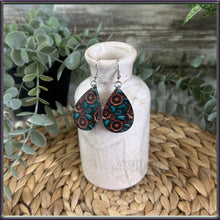 Load image into Gallery viewer, Sunflower Acrylic Tooled Leather Design Earrings