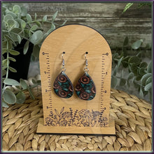 Load image into Gallery viewer, Sunflower Acrylic Tooled Leather Design Earrings