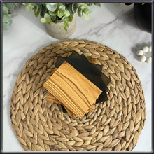 Load image into Gallery viewer, Personalized Olivewood Coasters with Blue or Black Resin