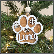 Load image into Gallery viewer, Personalized Dog Paw Print Ornament, Keepsake, Customizable, Pet Name