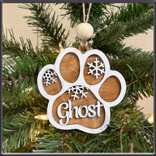 Load image into Gallery viewer, Personalized Dog Paw Print Ornament, Keepsake, Customizable, Pet Name