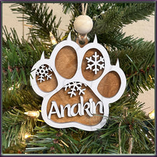 Load image into Gallery viewer, Personalized Dog Paw Print Ornament, Keepsake, Customizable, Pet Name