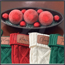 Load image into Gallery viewer, Family Christmas Stockings, Christmas Stockings Name, Leatherette Knitted Christmas Stockings, Holiday Stockings, Personalized Christmas