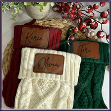 Load image into Gallery viewer, Family Christmas Stockings, Christmas Stockings Name, Leatherette Knitted Christmas Stockings, Holiday Stockings, Personalized Christmas