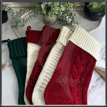 Load image into Gallery viewer, Family Christmas Stockings, Christmas Stockings Name, Leatherette Knitted Christmas Stockings, Holiday Stockings, Personalized Christmas
