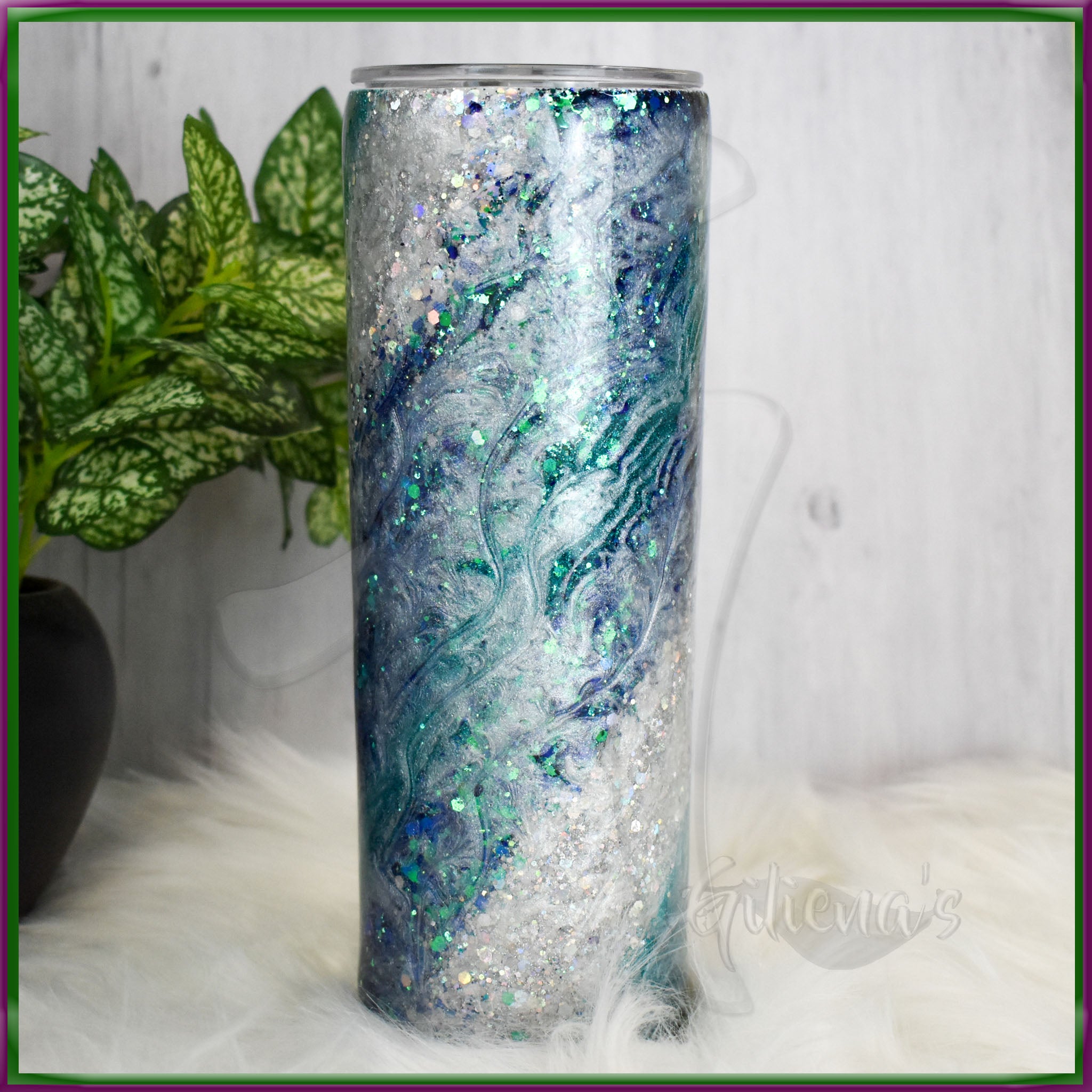 Blue Purple Milky Way Glitter Tumbler