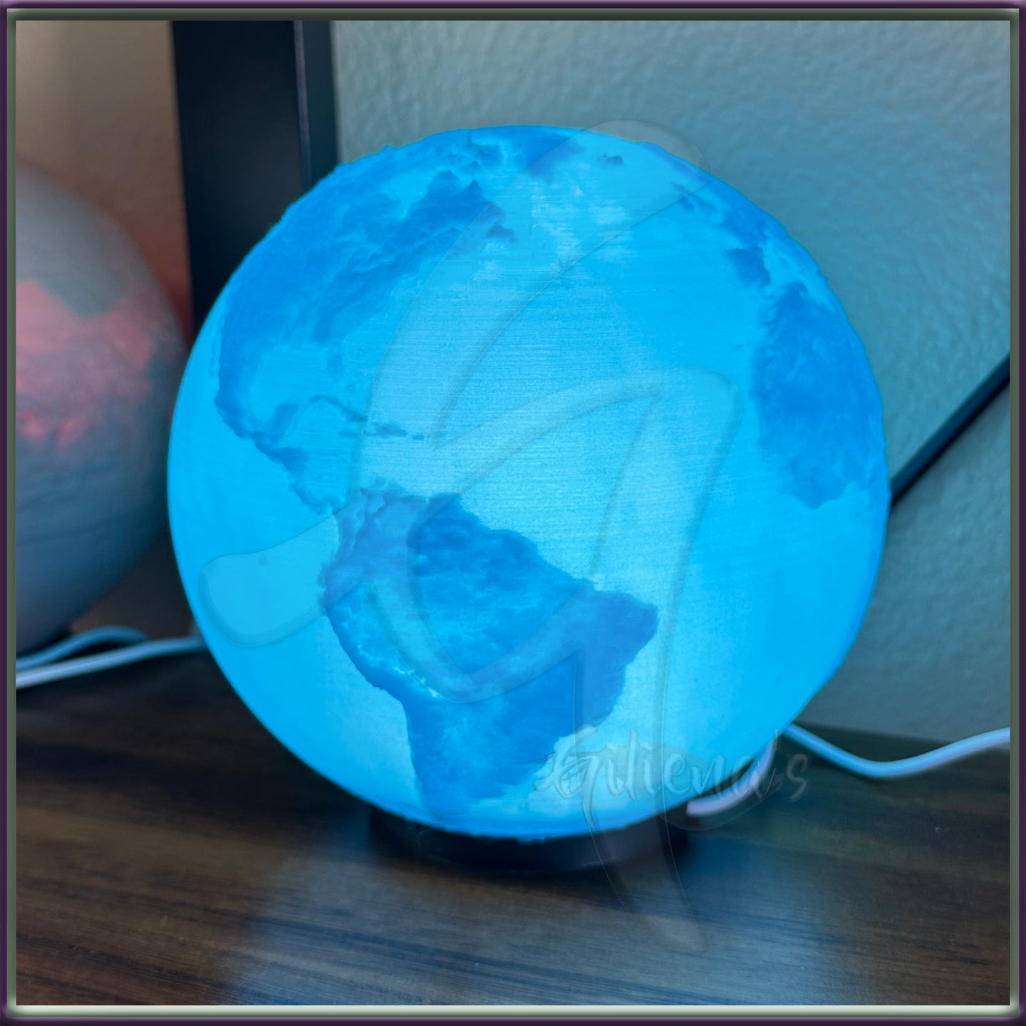 3D Printed Planet Lamps – Saturn with Adjustable Rings, Glowing Earth, Red Mars, Blue Neptune, Moon LED Night Lights – 5.5” Space Decor