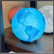 Load image into Gallery viewer, 3D Printed Planet Lamps – Saturn with Adjustable Rings, Glowing Earth, Red Mars, Blue Neptune, Moon LED Night Lights – 5.5” Space Decor
