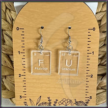 Load image into Gallery viewer, FU Earrings Periodic Table Novelty Gift Adult Humor
