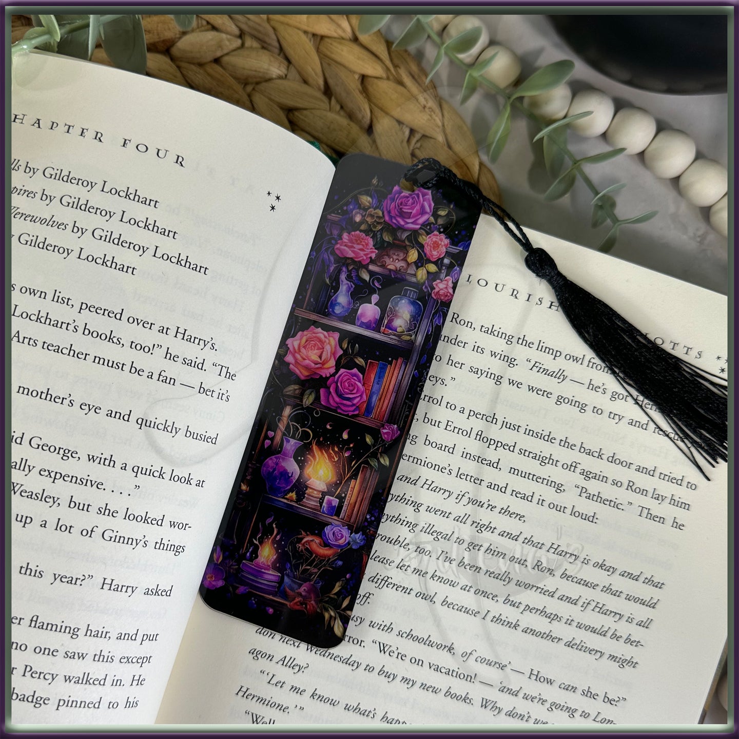 Mystical Floral Bookshelf Acrylic Bookmark