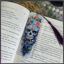 Load image into Gallery viewer, Sugar Skull Floral Bookshelf Acrylic Bookmark
